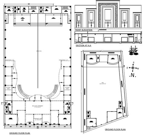 Marriage Hall Layout Plan Design AutoCAD DWG File - Cadbull Marriage Hall Design Plan, Hall Layout Plan, Marriage Hall Plan Layout, Marriage Hall Design, Layout Plan Design, How To Draw Stairs, Marriage Hall, Electrical Cad, Hall Flooring