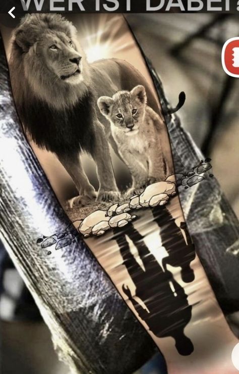 Reflection Tattoo, Meaningful Tattoos For Men, Tiger Tattoo Sleeve, Lioness Tattoo, Lion Tattoo Sleeves, Realistic Tattoo Sleeve, Forearm Sleeve Tattoos, Tattoo For Son, Strasbourg France