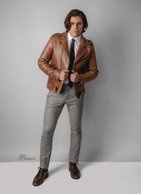 These 7 Complete Getups Prove You Can Pull Off a Brown Leather Jacket Brown Leather Jacket Outfit, Jacket Outfit Men, Brown Leather Motorcycle Jacket, Leather Jacket Outfit Men, Brown Leather Jacket Men, Leather Jacket Outfit, Winter Leather Jackets, Leather Jacket Men Style, Distressed Leather Jacket