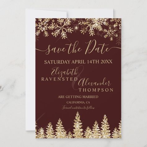 Christmas Save The Date, Winter Wonderland Wedding Theme, Christmas Themed Wedding, Christmas Winter Wedding, Wonderland Wedding Theme, Snowflake Wedding, Winter Gold, Christmas Wedding Invitations, Navy Christmas