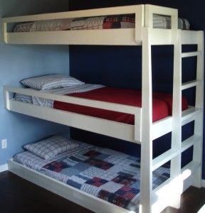 Beds Triple Bunk Beds Plans, Bunk Beds For Boys Room, Girls Bunk Beds, Adult Bunk Beds, Bunk Bed Plans, Ikea Interior, Triple Bunk Beds, Diy Bunk Bed, Bunk Bed With Desk