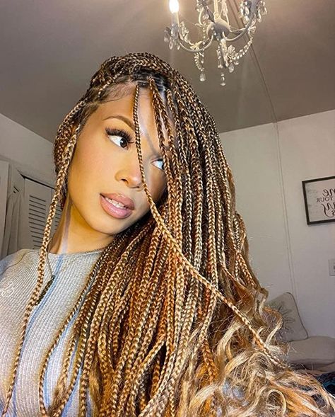 Blonde Ombré Box Braids, Ombré Goddess Braids, Blond Brown Braids, Blonde And Brown Braids For Black Women, Braids Blonde And Brown, Honey Brown Knotless Box Braids, Ombre Blonde Braids, Blond And Brown Braids, Box Braid Colors Ideas Light Skin