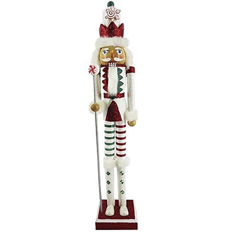 Christmas Nutcracker Figure Fun Candy Cane Design in Red Green  and White With Sparkle Rhinestones *** You can get additional details at the image link. Tall White Boots, White Fur Hat, Nutcracker Gifts Ballet, Character Challenge, Ballet Gifts, Green Candy Canes, Nutcracker Figures, Ballet Gift, Peppermint Candy Cane