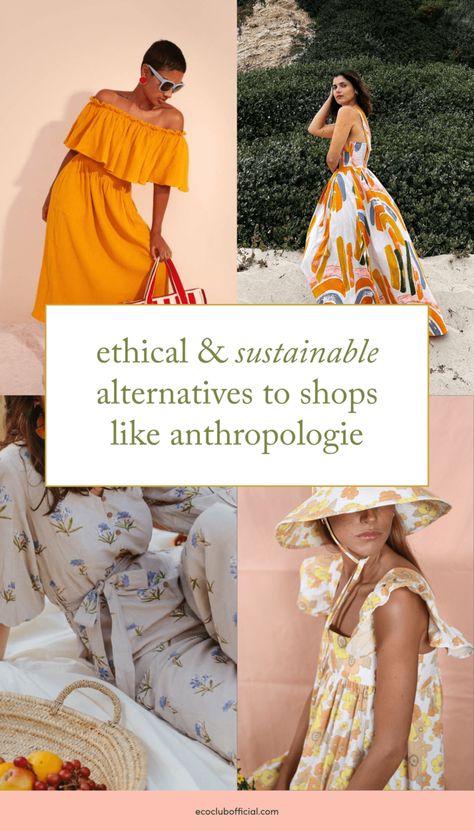 Sustainable Alternatives to Anthropologie - Shops Like Anthropologie Anthropologie Aesthetic, Sustainable Alternatives, Anthropologie Spring, Boho Twists, Anthropologie Style, Picnic Dress, Eco Fabric, Striped Wide Leg Pants, Slow Fashion Brands