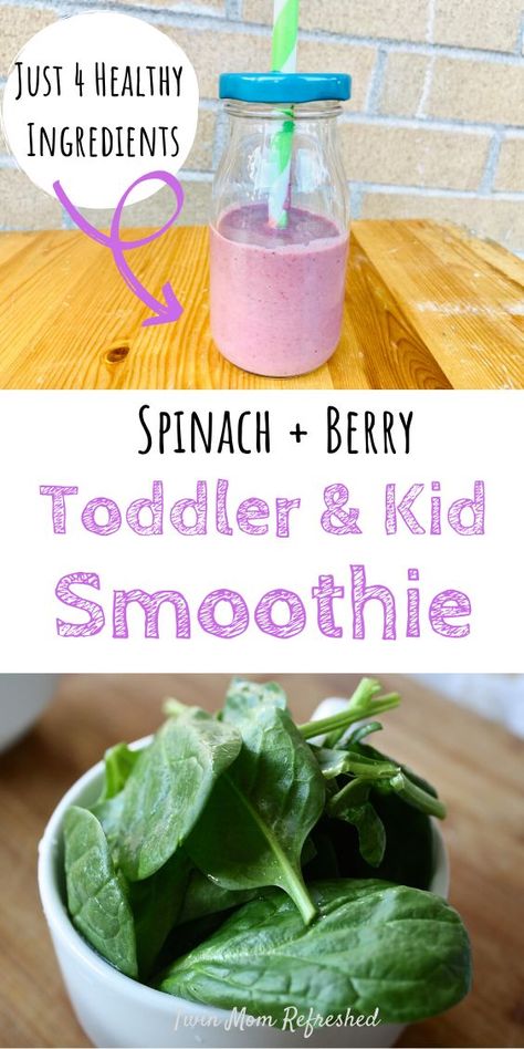 Toddler Smoothie Recipes, Spinach Smoothie Recipes, Toddler Smoothies, Smoothie Recipes For Kids, Healthy Toddler Snacks, Berry Smoothie Recipe, Picky Kids, Smoothies For Kids, Healthy Toddler Meals