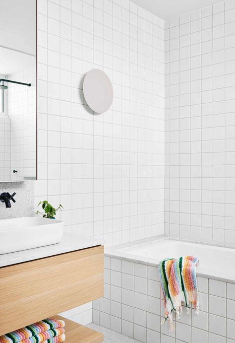 Square Tile Bathroom, White Square Tiles, White Bathroom Ideas, Modern White Bathroom, Bathroom Ensuite, White Bathroom Tiles, Hall Bathroom, Victorian Home, Downstairs Bathroom