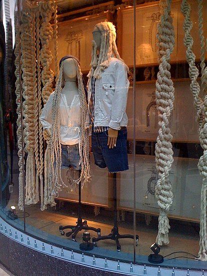 Macrame hair Lingerie Store Design, Fashion Window Display, Window Display Retail, Clothing Store Displays, Retail Store Interior Design, Clothing Store Interior, Clothing Store Design, Store Window Displays, Visual Merchandising Displays