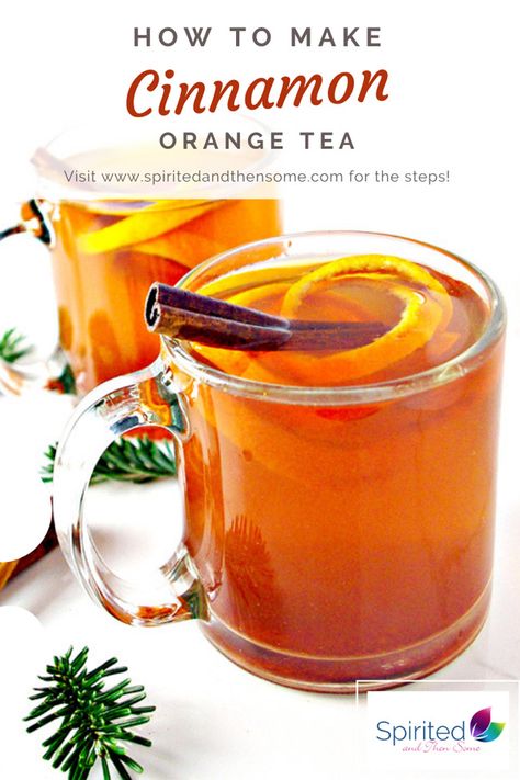 This gluten-free Cinnamon Orange Tea is prepared with black tea, water, a mandarin orange, and cinnamon! The aroma is comforting and the flavor is soothing! #cinnamonorangetea #orangetearecipe #homemadetearecipe #glutenfreetea | spiritedandthensome.com Homemade Tea Recipes, Orange And Cinnamon, Fall Tea, Rosemary Tea, Cinnamon Orange, Cozy Drinks, Green Tea Bags, Cinnamon Tea, Orange Tea