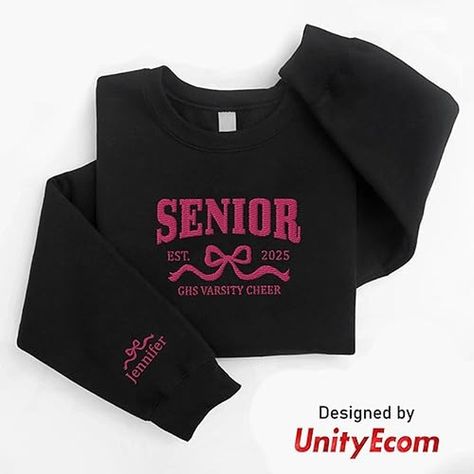 #UnityEcom #CustomEmbroidered #Embroidered #Sweatshirt #Hooded Embroidered Senior Sweatshirt, Senior Coquette Bow Embroidered T-shirt, Custom Grad Year Embroidered Crewneck, Personalized Senior Gift. https://www.amazon.com/dp/B0DBVD3CSP Senior Sweatshirts, Varsity Cheer, Senior Gifts, Embroidered Crewneck, Coquette Bow, Embroidered Sweatshirt, Embroidered Tshirt, Crew Neck, Sweatshirts