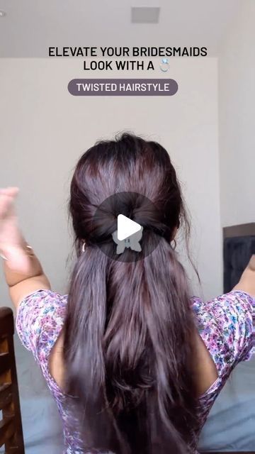 Priyanka Patel | Haircare story on Instagram: "Bridesmaids Hairstyle ❤️  Save for later  Try this beautiful hairstyle   #hairstyleoftheday #hairstylevideo #hairexpert #hairstyle #clawclip #clawcliphairstyle #reelsinstagram #hairasmr #hairvideos #longhair #longhairhairstyles #reelinstagram #reelkarofeelkaro #instagramreels #reelitfeelit #trending #haircareroutineonfleek" Saree Simple Hairstyles, Ponytail Hairstyles For Saree, Hairstyles For Suit Salwar, Hairstyles For Long Hair On Saree, Simple Hairstyles For Saree, Easy Hairstyles For Saree, Saree Hairstyles Simple, Hairstyles For Saree Indian, Simple Hairstyle For Saree