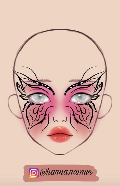 Anime Face Art, Makeup Charts, Anime Eye Makeup, Butterfly Makeup, Punk Makeup, Makeup Drawing, Anime Face, Cute Eye Makeup, Makeup Face Charts