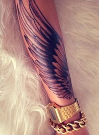 Wing forearm tattoo - 35 Breathtaking Wings Tattoo Designs | Art and Design Wing Tattoo Arm, Alas Tattoo, Wing Tattoos, Tattoo Angel, Heaven Tattoos, Sticker Heart, Wing Tattoo Designs, Wild Tattoo, Forearm Tattoo Design