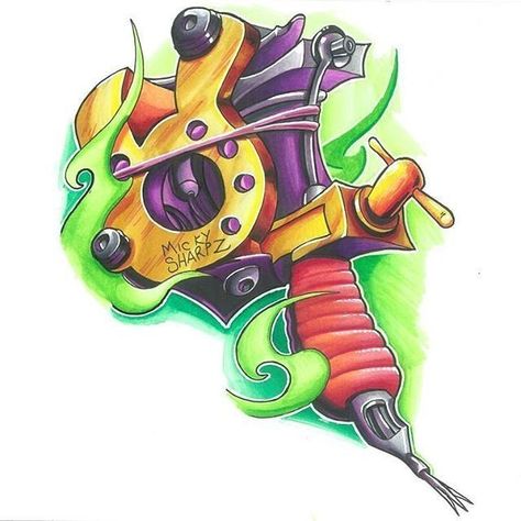 Tattoo Machine Tattoo Design, Tattoo Machine Drawing, Tattoo Machine Art, Tattoo Machine Design, Mister Cartoon, Machine Drawing, Tattoo Machine Tattoo, Christ Tattoo, On Tattoo