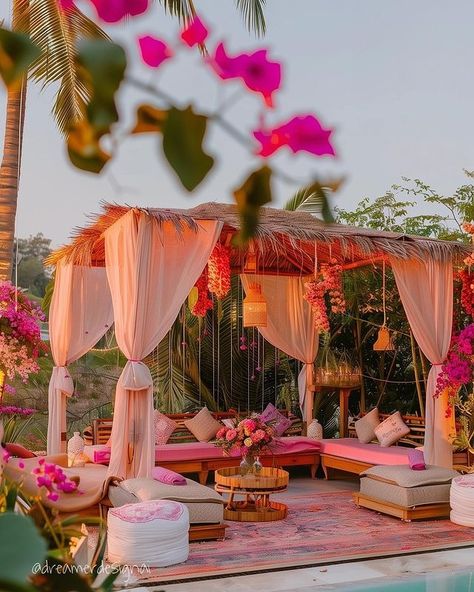 Sophie 🌸 (@dreamerdesignai) • Instagram photos and videos Beach Haldi, Mayra Decor, Vino Before Vows, Garden Brunch, Rajasthani Mehndi, Wedding Pool Party, Wedding Card Design Indian, Colourful Decor, Haldi Decor