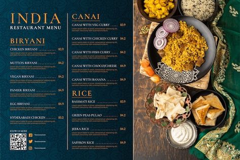 Indian Restaurant Menu Design, Indian Menu Design, Indian Food Menu, Thai Food Menu, Healthy Restaurant Food, Menu Design Inspiration, Veg Restaurant, Healthy And Unhealthy Food, Veg Curry