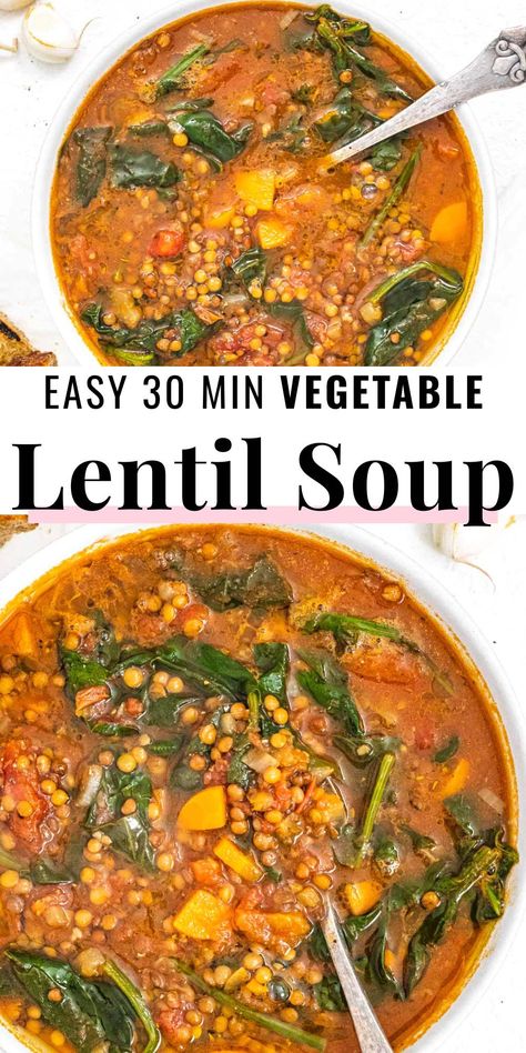 Lentil Soup With Chicken Broth, Green Lentils Recipe, Lentil Meals, Lentil Soup Recipe Healthy, Green Lentil Recipes, Green Lentil Soup, Lentil Mushroom, Lentil Recipes Easy, Soup Dishes