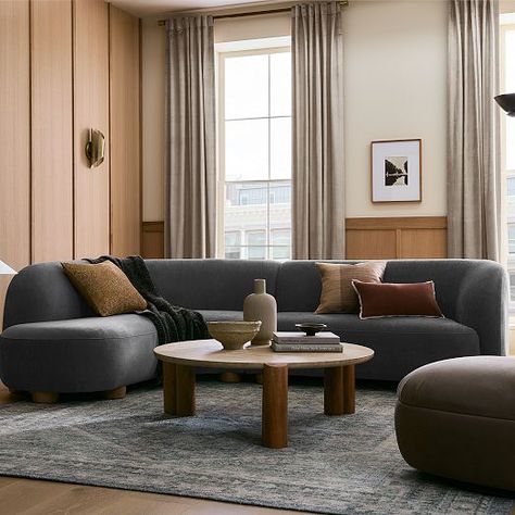 Chaise Sectional Sectionals | West Elm West Elm Living Room, Contemporary Sectional, Modern Sofa Sectional, Furniture Trends, Curved Sofa, Chic Living, Living Room Spaces, Modern Sectional, Outdoor Dining Furniture