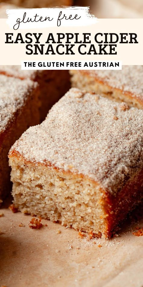 Indulge in the cozy flavors of fall with this delicious gluten free apple cider cake recipe. Moist and spiced to perfection, this cake is a warm hug in every bite. This delightful apple cider cake is meant to be savored during a brisk autumn morning or a cozy afternoon, ideally accompanied by a steaming cup of coffee, tea, or perhaps even a comforting hot cocoa. Fall Baking has never tasted this good. Autumn Recipes Gluten Free, Easy Gluten Free Baked Goods, Fall Baking Gluten Free, Fall Gluten Free Desserts, Gluten Free Apple Cider Cake, Gluten Free Cake Flour Recipe, Gluten Free Apple Cider Bread, Gluten Free Cakes Recipes, Gluten Free Hot Milk Cake