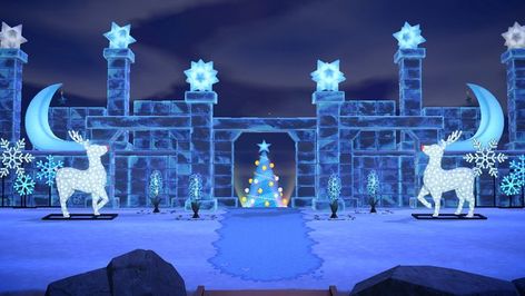 Farm Acnh, Fae Farm, Acnh Tips, Acnh Winter, Reindeer Farm, Acnh Christmas, Ice Castle, Castle Decor, Frozen Christmas