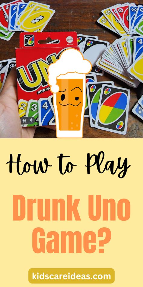 Fun Drunk UNO Rules: Learn How to Play Tipsy UNO Games To Play With Uno Cards, Strip Uno Rules, Drunk Uno Rules, Uno Drinking Game, Uno Rules, Drinking Games For Two, Drunk Uno, Easy Drinking Games, Uno Game