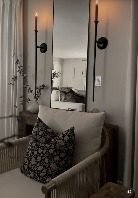 Mirror With Sconces On Each Side, Mirror With Sconces, Interior Inspo, Beautiful Interiors, New Chapter, Decorating Ideas, New Homes, Mirror