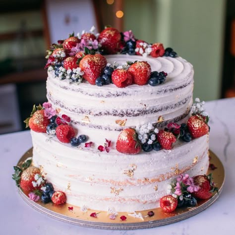 “Two-Tier Rustic Floral Berry Cake - Custom Bakes by Edith Patisserie #delicious #cake #berry #weddingcakes - Finds of #FilkinaScarves on #Etsy  ”