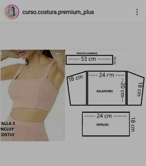 Upciclyng Clothes Diy Sewing Patterns, Patron Crop Top Couture, Crop Top Patrones Costura, Diy Bra Top, How To Sew A Top, Crop Top Diy, Pola Bra, Patron Top, Pola Blus