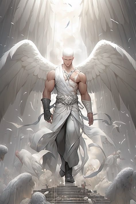 Celestial Warrior, Dnd Angel Art, Angels Concept Art, Dark Male Character Design, Aasimar Male Dnd, Angel Man Art, Variant Aasimar, Aasimar Monk, Angel Male Art