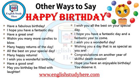 Other Ways to Say HAPPY BIRTHDAY Other Ways To Say Happy Birthday, Happy Birthday Synonyms, Ways To Say Happy Birthday, Cute Ways To Say Happy Birthday, Advance Happy Birthday, Other Ways To Say, English Vocab, English Phrases, Learn English Words