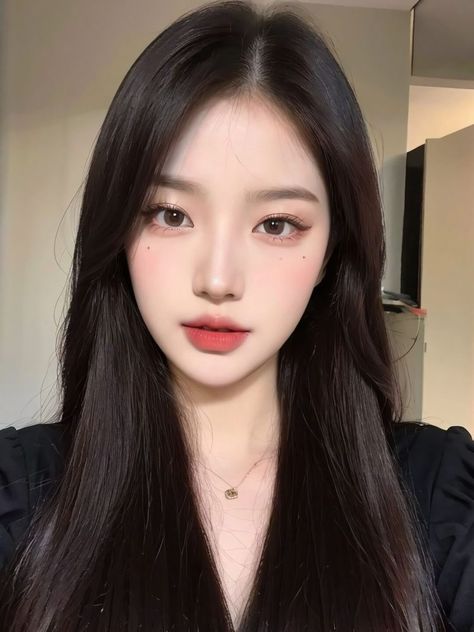 Deer Face Type Korea, Face Reference Asian, Face Claims Female Asian, Korea Makeup Look, Ulzzang Makeup Look, Asian Face Claim Female, Ulzzang Face, Makeup Ala Korea, Makeup Asia