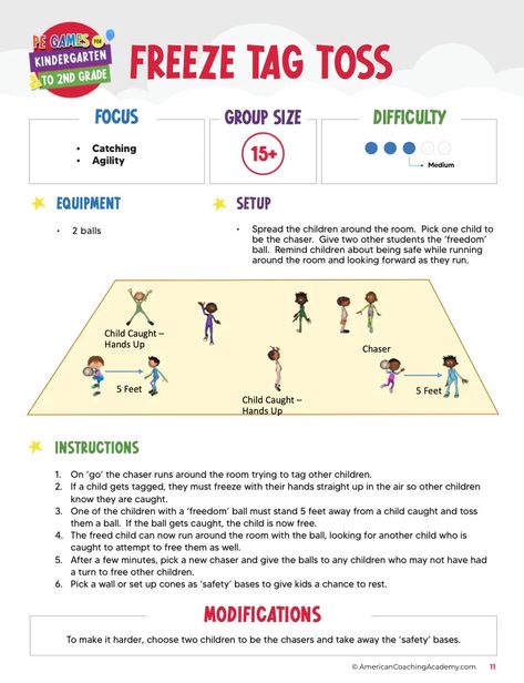 freeze tag toss Triple Play Activities, Pe Games For Kindergarten, Physical Education Curriculum, Pe Games Elementary, Recess Games, Gym Games For Kids, Elementary Physical Education, Elementary Pe, Pe Activities