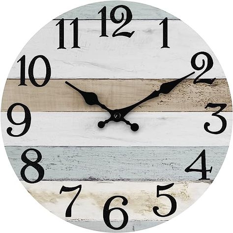 KECYET 12 Inch Wall Clock Rustic Wood Wall Clocks Battery Operated No Tick Clocks Decorative for Kitchen Living Room Bathroom Farmhouse Bathroom Wall Clocks, Wall Clock Numbers, Clock Numbers, Rustic Wood Wall, Rustic Wall Clocks, Bathroom Farmhouse, Classic Clocks, Rustic Wood Walls, Analog Clock