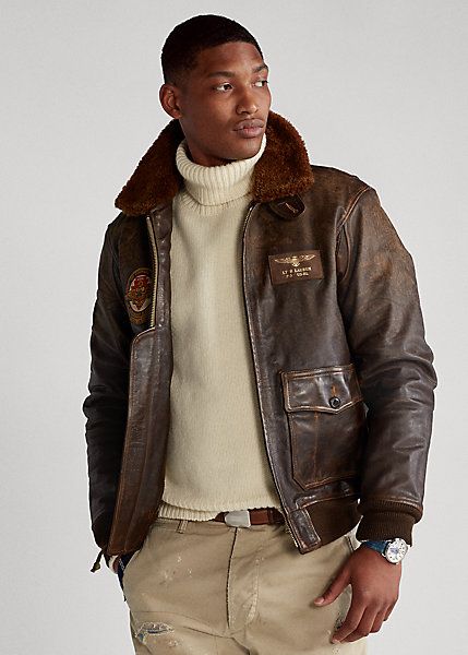 Pilot Jacket Outfit, Pilot Leather Jacket, Lost Planet, Tactical Wear, Rugby Fashion, Pilot Jacket, Ralph Lauren Shop, Men Stylish Dress, Leather Jacket Outfits