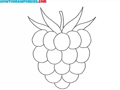 How to Draw a Raspberry - Easy Drawing Tutorial For Kids Raspberry Painting Easy, Berries Drawing Simple, Berry Drawing Simple, Raspberry Drawing Simple, Raspberry Cartoon, Raspberry Drawing, Fruit Art Drawings, Drawings Tutorials, Easy Drawing Tutorial