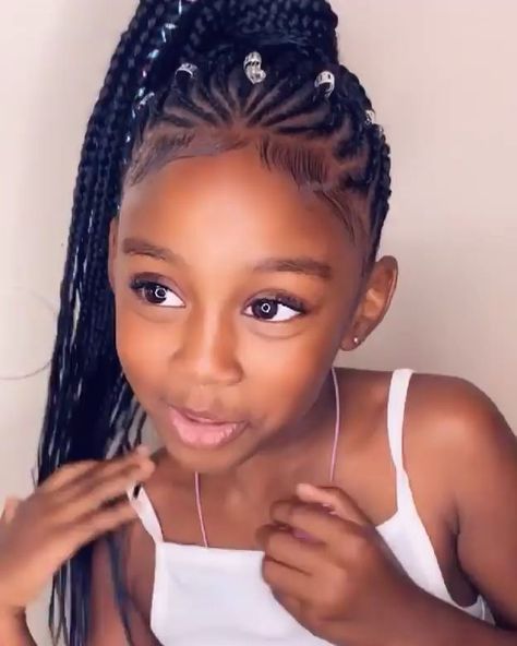 Line Hairstyles, Hairstyles With Natural Hair, Girls Braided Hairstyles Kids, Hair For Kids, Black Kids Braids Hairstyles, Lil Girl Hairstyles, Hairstyles Videos, Toddler Hairstyles Girl, Natural Hairstyles For Kids