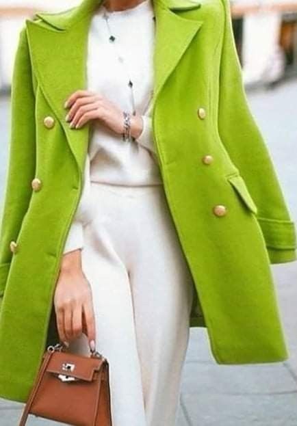 Chartreuse Jacket Outfit, Blue Coat Women, Women Fancy Dress, Woman Party Dress, Lime Green Outfits, Green Blazer Outfit, Green Outfits For Women, Green Jacket Outfit, Women Long Coat