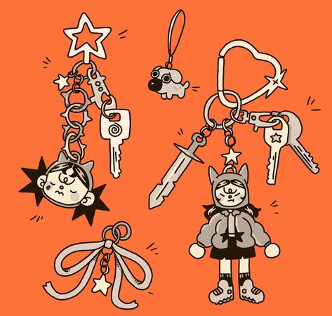 more keychains 🔑✨ #drawing #digitalart #keychain #sketch #doodle Character Keychain Design, Character Keychain Ideas, Doodles Reference, Keychain Tattoo, Chibi Charms, Keychain Drawing, Chibi Keychain, Funky Illustrations, Keychain Art