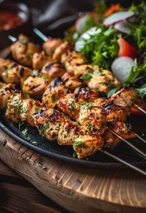 Learn How to Cook Chicken Skewers Grilled Recipe For Free | Recipes You'll Love, Made Easy! Food Photography Dinner, Chicken Skewers Grilled, Juicy Grilled Chicken, Trendy Recipes, Grilling Chicken, Man Recipes, Photoshoot Reference, Grilled Chicken Skewers, Chicken Recipes Boneless