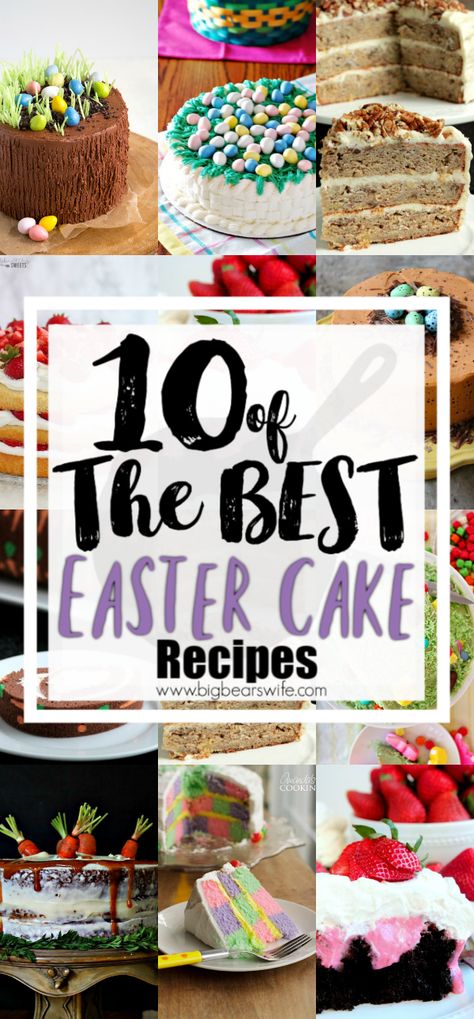 10 of the BEST Easter Cake Recipes - What's more fabulous than showing up to Easter lunch or Easter dinner with a beautiful Easter cake!?! If you're looking for the perfect Easter cake to make for Easter this year, this is where you need to be. I've found 10 of the BEST Easter Cake Recipes for you to pick from for this years sweet celebration. Easter Cake Flavors, Easter Sunday Desserts, Easter Bundt Cake, Easter Desserts Cake, Perfect Cake Recipe, Sunday Dessert, Easter Deserts, Easter Cake Recipes, Easter Dishes