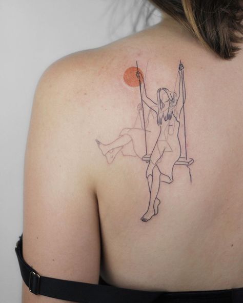 Swing Set Tattoo, Swing Tattoo, Tattoos 2024, Berlin Tattoo, Couple Tattoos Unique, Outline Tattoo, Virgo Tattoo, Lovely Images, Ink Inspiration