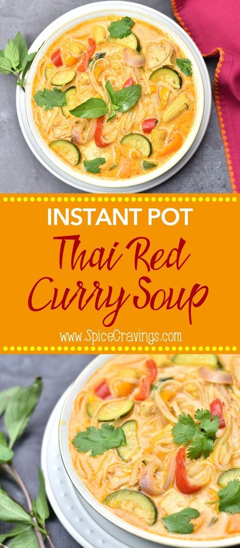 Thai Red Curry Soup, Thai Curry Soup, Soup Curry, Curry Soup Recipes, Chicken Instant Pot, Red Curry Chicken, Thai Soup, Chard Recipes, Recipes Soup