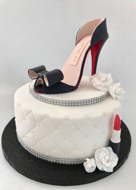 18th Birthday Cake Designs, 18th Party Ideas, High Heel Cakes, Birthday Cake Designs, 18th Party, Makeup Cake, Eyebrow Makeup Tutorial, Shoe Cake, Make Up Cake