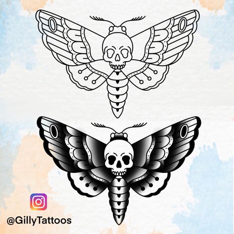 Shading Stencil Tattoo, Tattoo Outline With Shading, Tattoo Practice Shading, Beginner Shading Tattoo Ideas, Tattoo Stencils With Shading, Traditional Moth Tattoos, Tattoo Shading Practice, Shading Tattoo Designs, Moth Tattoo Stencil