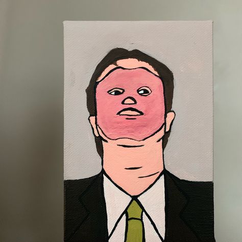 The Office Paintings Canvas Easy, The Office Canvas Painting, The Office Painting Ideas, Funny Acrylic Paintings, The Office Paintings, Funny Things To Paint On A Canvas, Funny Canvas Painting Ideas, Funny Painting Idea, Movie Canvas Painting