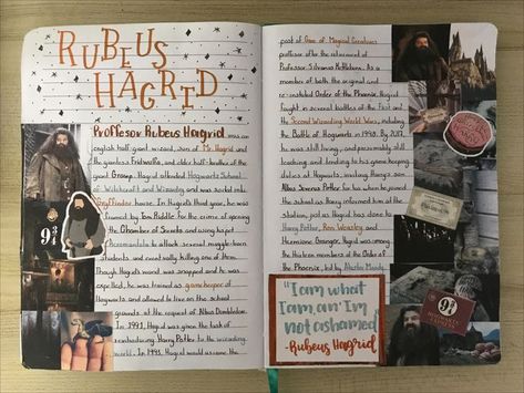 Rubeus Hagrid Journal Harry Potter Journal Pages, Hogwarts Notebook, Hogwarts Journal, Harry Potter Information, Harry Potter Diary, Harry Potter Sketch, Harry Potter Scrapbook, Harry Potter Journal, Harry Potter Painting