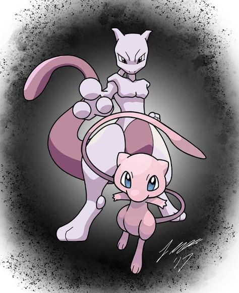 Mewtwo & Mew, Pokemon Pokemon Mew And Mewtwo, Pokemon Mewtwo Art, Mew Two Pokemon, Mew Pokemon Tattoo, Mew Pokemon Art, Mewtwo Tattoo, Mewtwo Fanart, Mewtwo And Mew, Mewtwo Art