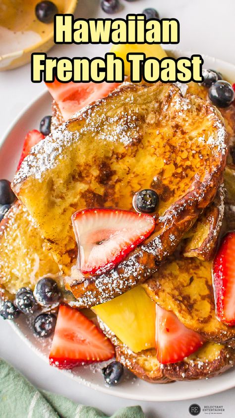 Hawaiian Bread French Toast, Hawaiian French Toast, Hawian Roll French Toast, Fried French Toast Recipe, Pineapple French Toast, French Toast Ingredients, Easy French Toast Recipe, Delicious French Toast, Sweet Breakfast Treats