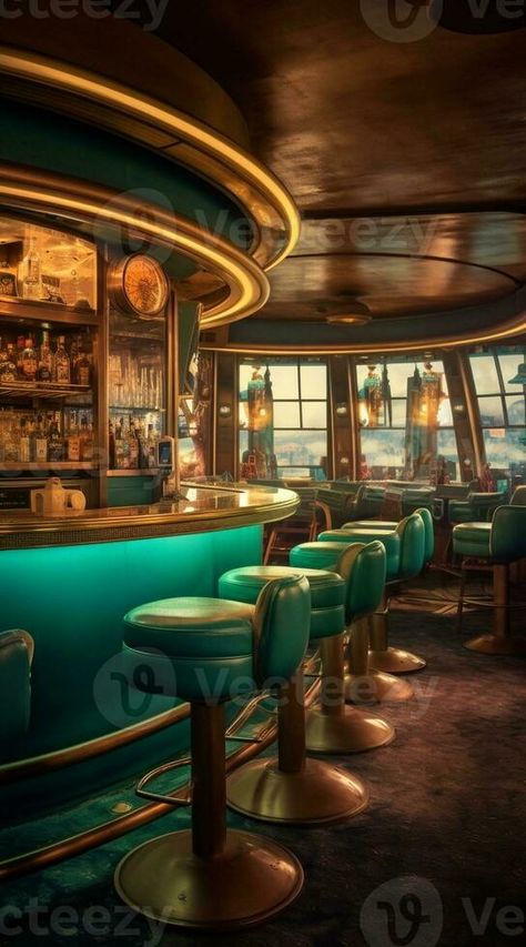 Interior of a cruise ship cafe bar, Generative AI Cruise Interior, Dive Club, Bar Ad, Luxury Cruise Ship, Luxury Cruise, Environment Design, Cafe Bar, Cruise Ship, Cafe