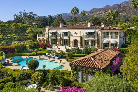 A Lavish, Landscaped Estate Seeks $18M in Montecito, CA - Dwell Montecito California, San Ysidro Ranch, Mediterranean Mansion, San Ysidro, Pacific Heights, Spanish Style Home, California Real Estate, Level Homes, Spanish Style