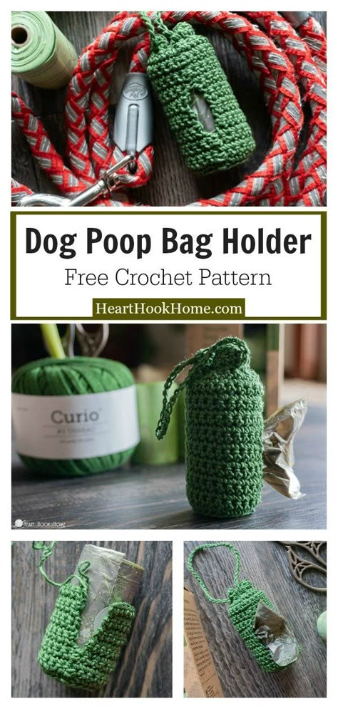 Crochet Holders Free Pattern, Crochet For Pets Doggies, Crochet Dog Poop Bag Holder, Diy Dog Poop Bag Holder, Dog Crochet Patterns Free, Poop Bag Holder Diy, Dog Poop Bag Holder Diy, Crochet Pattern Bag, Crochet For Dogs